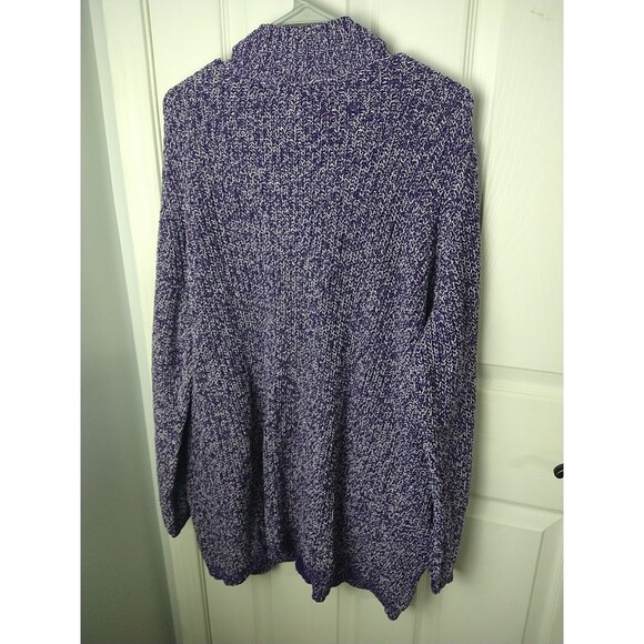 Woman Within26/28 Sweater Purple White Marbled Full Zip LS Casual Comfort Pocket - Picture 11 of 11
